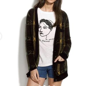 Madewell Black and Gold Plaid Cardigan size Xsmall